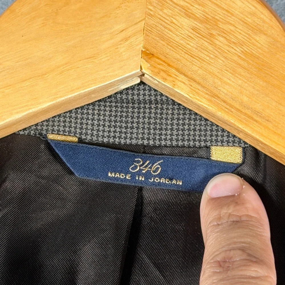 Brooks Brothers 346 Mens 48 LG Stretch Wool Blazer Brown Houndstooth‎ Sport Coat
